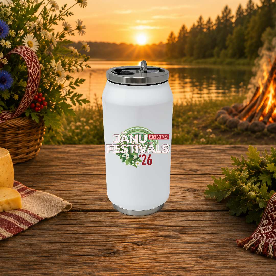 Official Jāņu Festivāls 2026 Stainless Steel Can with Straw (9oz)