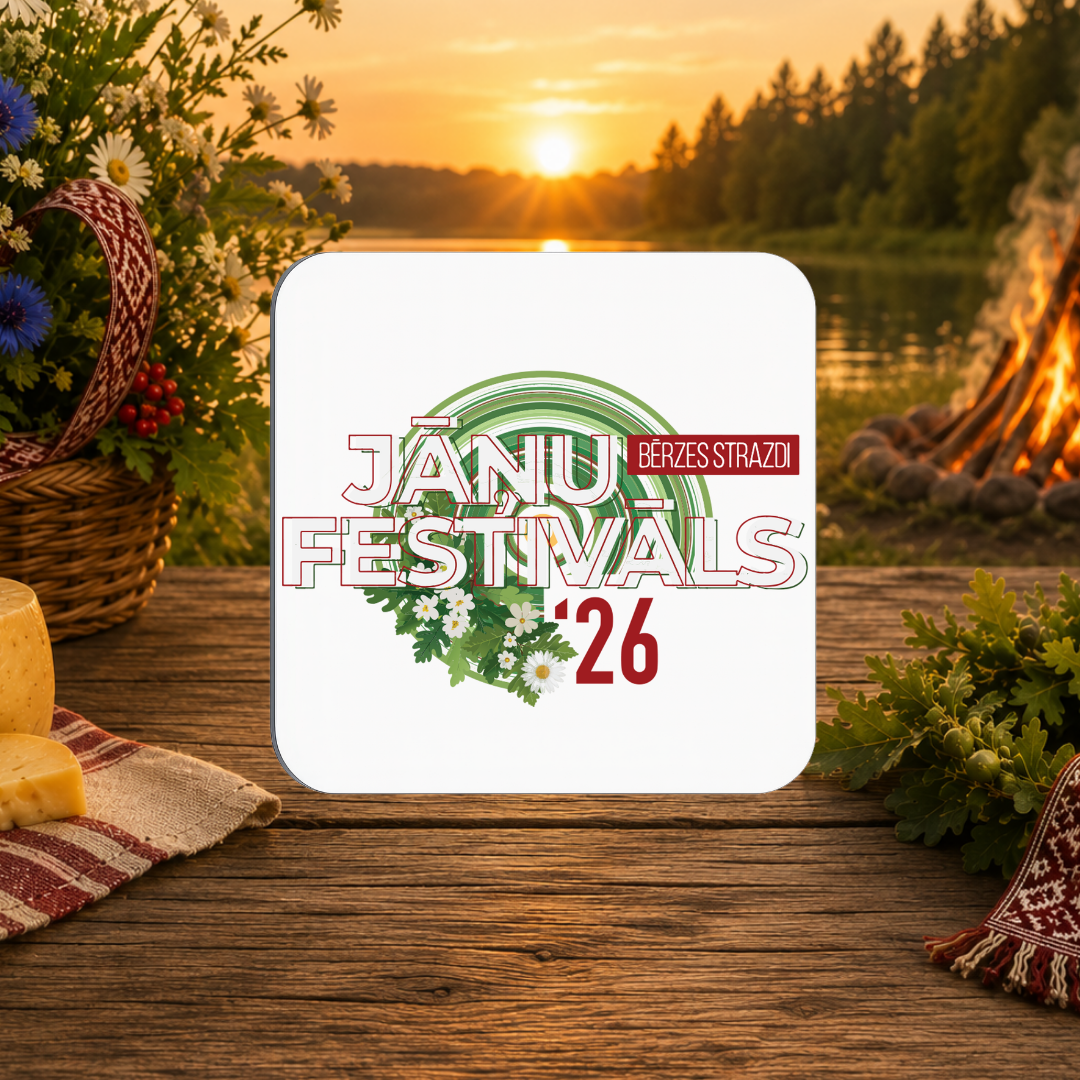 Official Jāņu Festivāls 2026 Square MDF Coaster (9.5cm)