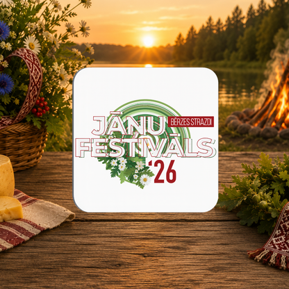 Official Jāņu Festivāls 2026 Square MDF Coaster (9.5cm)