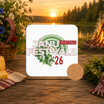 Official Jāņu Festivāls 2026 Square MDF Coaster (9.5cm)