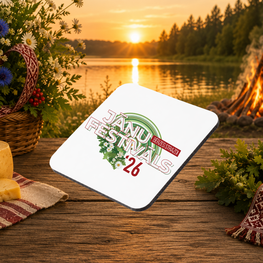 Official Jāņu Festivāls 2026 Square MDF Coaster (9.5cm)