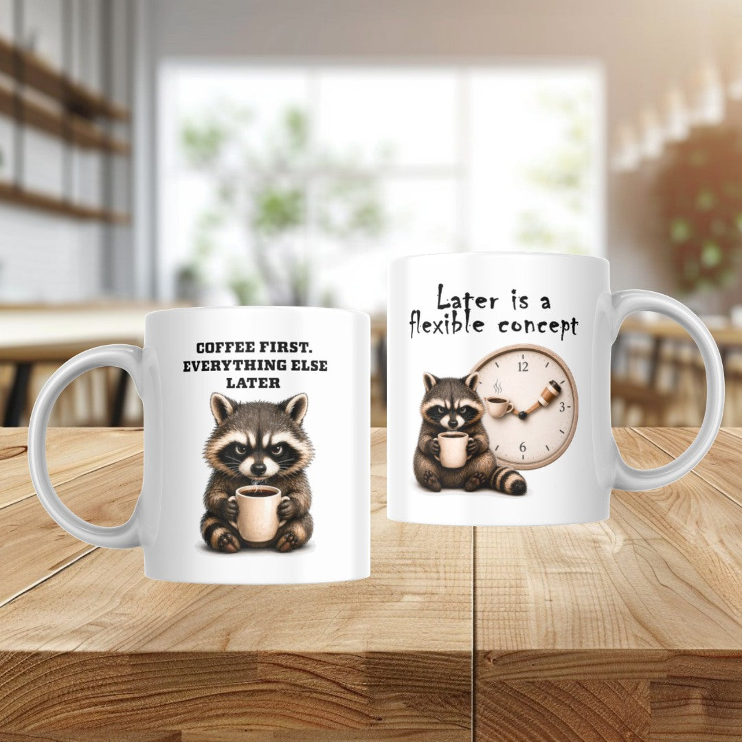 Funny Animal Coffee Mug – Sloth, Dog, Fox & Raccoon