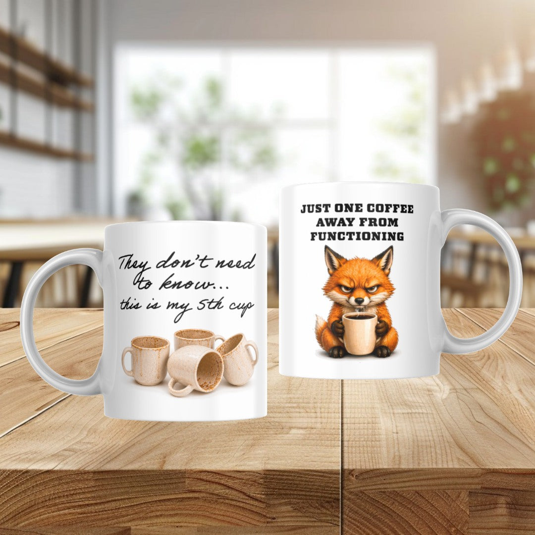Funny Animal Coffee Mug – Sloth, Dog, Fox & Raccoon